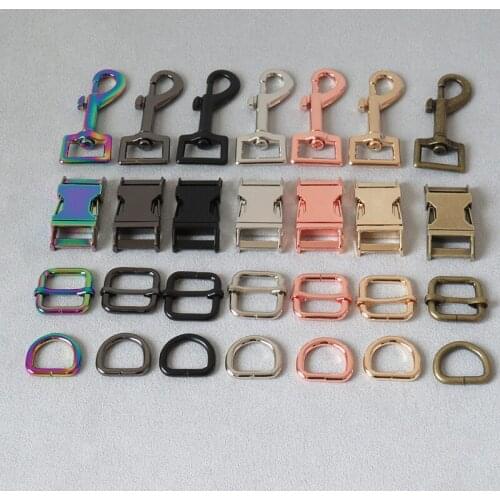 20Sets 20mm Metal Buckle Carabiner Swivel Lobster Clasp Straps Loop Slider D Ring Snap Hook For Pet Dog Collar Leashes Accessory