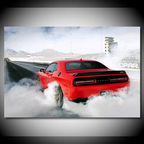 Classic Car Dodges Challenger SRT Hellcat Drift Vehicle Canvas Paintings Posters Wall Art Prints for Living Room Decor