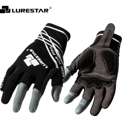 Lurestar Leather Anti Slip 3/5 Half-Finger Fishing Gloves Outdoor Sports Camping Hiking Cycling Fishing Slip Wear-resistant