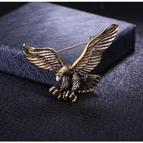 Trendy suit brooch male eagle tiger lion pin unicorn horse snake animal emblem mens suit accessories