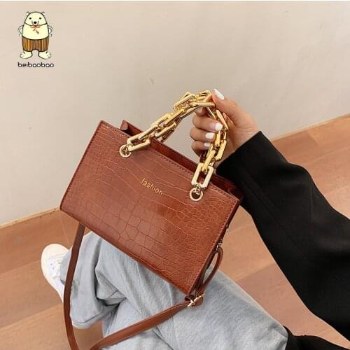 Beibaobao Fashion Small Handbags Chain Shoulder Bag Mini Purses Gold Chain Stone Pattern Leather Crossbody Bags For Women