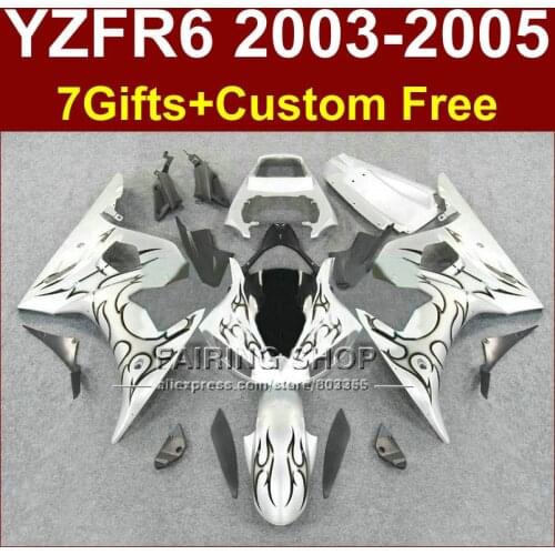 R6 custom fairing parts for YAMAHA r6 Motorcycle fairings sets 03 04 05 YZF R6 2003 2004 2005 black flame fairing kits LOTE