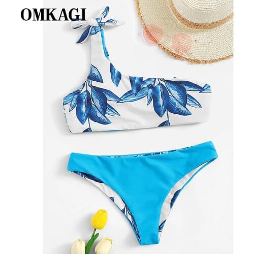 OMKAGI Bikini 2021 Push Up Swimsuit Women Push Up Print Padded Detachable shoulder strap Swimwear Bathing Swimsuit Female
