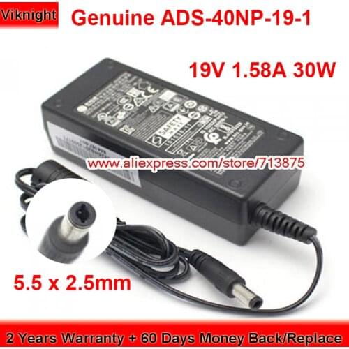 Genuine 30W Charger ADS-40NP-19-1 19030E Ac Adapter 19V 1.58A for Hp 24F MONITOR 22EP 23ER DISPLAY Power Supply