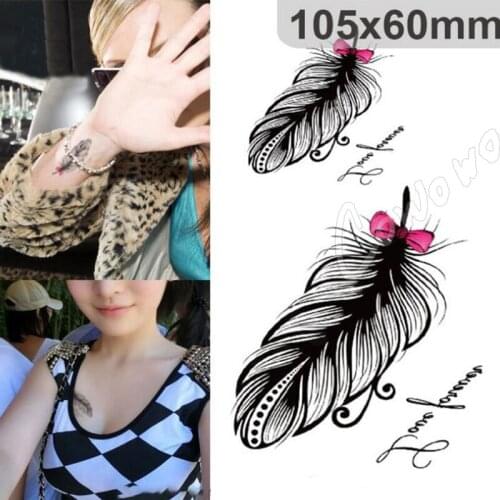 10x6cm Necklace with Sexy Feather Waterproof Temporary Tattoo Stickers