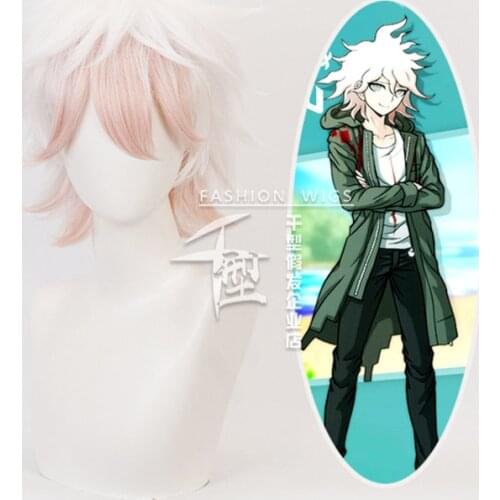 Danganronpa Komaeda Nagito Short Wig Cosplay Costume Anime Dangan Ronpa Heat Resistant Synthetic Hair Party Role Play Wigs