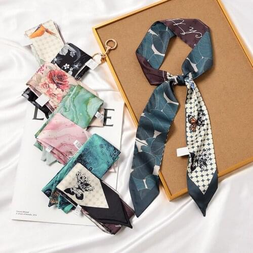 Ins Casual 130cm Long Skinny Tie Scarf Four Seasons Animal Butterfly Print Fashion Headband Bag Handle Scarves Neck Tie Scarf