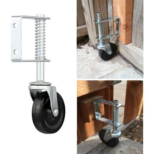 4 Inch Heavy Duty Rubber Mute Spring Loaded Gate Door Wheel Caster Spring Wheel 100kg Load Capacity Home Gate Door Roller Slider