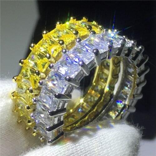 Luxury Female Crystal Zircon Stone Ring Silver Yellow Gold Color Love Engagement Ring Vintage Party Wedding Rings For Women