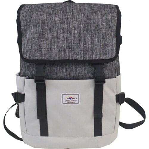 Men Male Backpack Unisex Gray Casual Rucksacks 14 inch Laptop Backpack College Student School Bag College Backpack Women Mochila