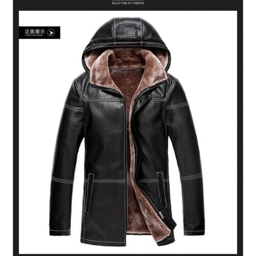 S-3xl Hot 2020 Winter Casual New Leather Jacket Thicken Middle-aged Mens Plus Velvet Fur Coat Plus Size Warm Clothing