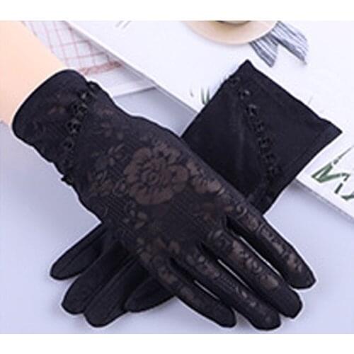 2020 Sexy Spring Summer Women Autumn UV Sunscreen Short Sun Gloves Fashion Ice Silk Lace Driving Of Thin Touch Screen Gloves