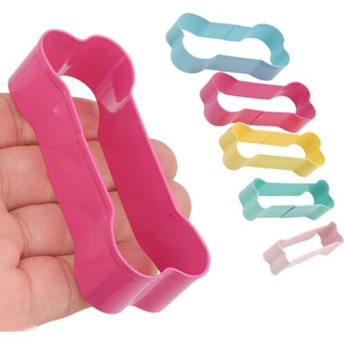Mixed Color 5pcs/set Dog Bone Shape Stainless Steel Cookie Cutter Pastry Biscuit Mould Stamps DIY Baking Cake Mold Kitchen Tools
