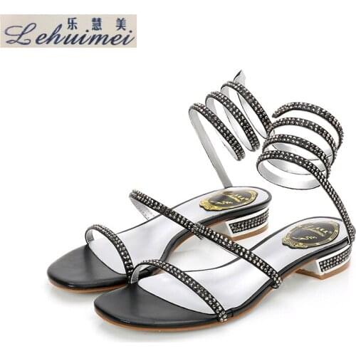 Woman Sandals Women Shoes Rhinestones Chains Gladiator Flat Sandals Crystal fashion lady party beach party wedding shoes lady