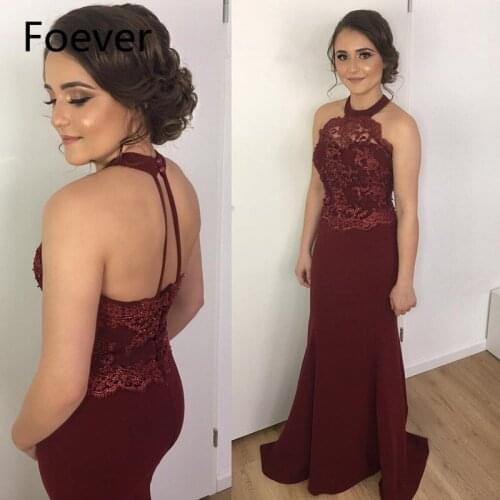 Burgundy Mermaid Evening Dresses Long 2019 robe de soiree Lace Open Back Formal Women Prom Gowns Custom abiye gece elbisesi