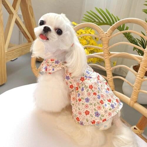 0093# Floral Dog Clothes Painting Puppy Vest Chihuahua Pet Clothing for Small Dogs Shirt Summer Pet Clothes York Ropa Perro