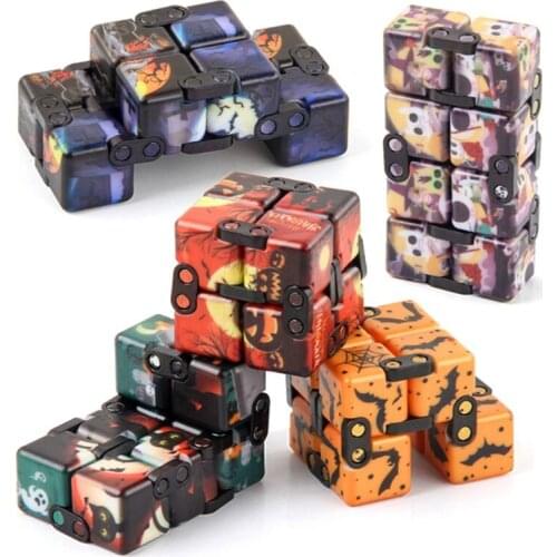 1Pcs Christmas Halloween For Kids Adult Sensory Magic Infinity Cube Stress Fidget Toy Gift Game For Autism Anxiety Relief Gift