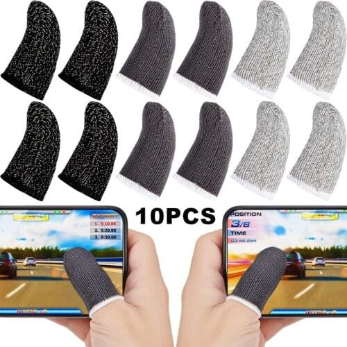 10PCS Breathable Sweat Proof Professional Touch Screen Thumb Finger Sleeve for Pubg Mobile Phone Game Gaming Controller Gloves