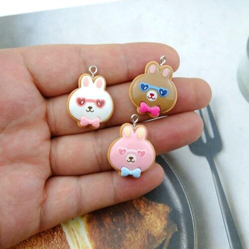 10pcs/Pack Cartoon Rabbit Charms for Earring Key Chain Necklace Pendant Jewelry Findings Making