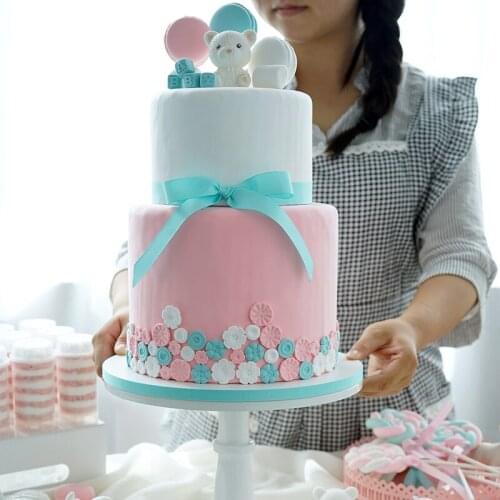 2 ties Artificial fondant cake fake cake molds blue/pink Simulated decorating for store showcase photography props