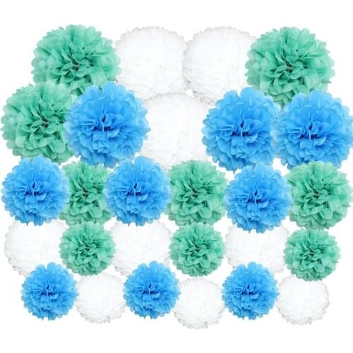 27pcs/Set Paper pompon Lanterns Gold Silver Tissue Paper Balls Wedding Flower Birthday Party Baby shower Hanging Decorations