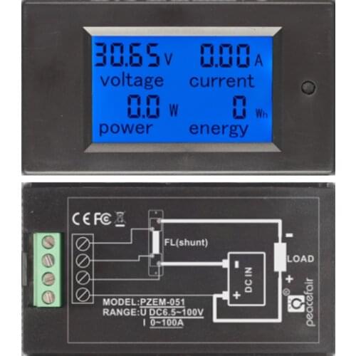 4 in 1 DC 100A Digital LED Voltmeter Ammeter Power Energy Tester Meter Monitor