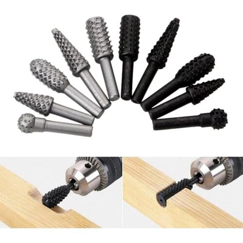 5PCS Steel Rotary Rasp File 1/4" Shank Rotary Craft Files Rasp Burrs Wood Bits Grinding Power Woodworking Hand Tool