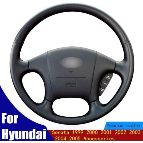 DIY Car Steering Wheel Cover Black Micro Fiber Leather For Hyundai Sonata 1999 2000 2001 2002 2003 2004 2005 Accessories
