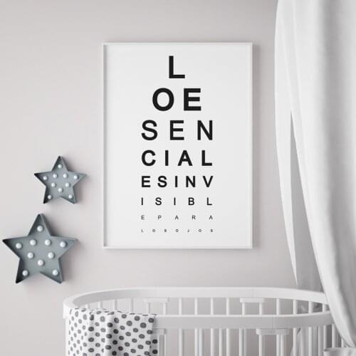 Little Prince Spanish Quote Canvas Print Kids Room Decor ,El Principito Tabla de Vision Ocular Poster Bathroom Wall Art Painting