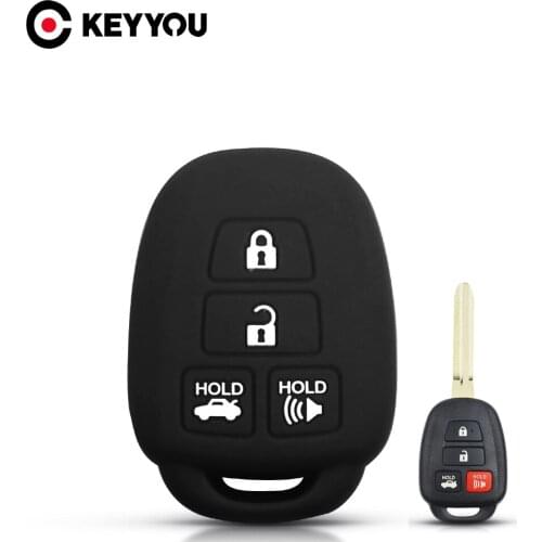 KEYYOU 4 Button Silicone Car Key Case For Toyota Camry Corolla RAV4 Vios Prius C Highlander 2012-2016 2017 2018 Remote Fob Cover
