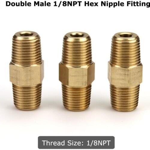 A Lot Of 3PCS New Air Fitting Hose Pipe Connector Hex Nipple Fitting Double Male 1/8 NPT Threads Connection