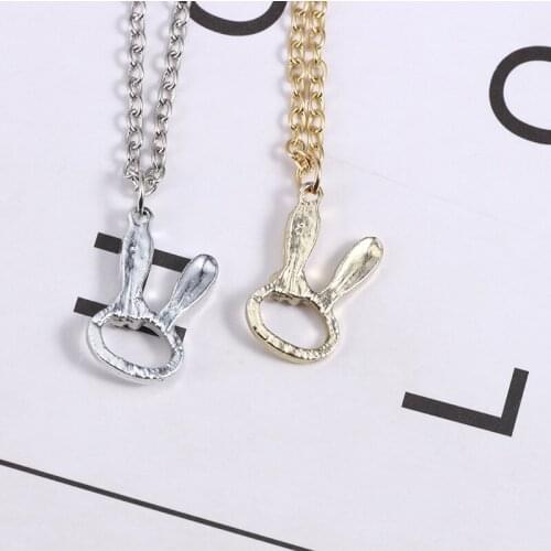 Cute Rabbit Necklace DIY Animal Jewelry Charms Friends Gifts Couple Pendants Necklaces Kawaii Accessories Fashion