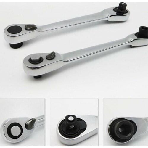 Mini 1/4 Inch Double Ended Quick Socket Ratchet Wrench Rod Screwdriver Bit Tool 72-Tooth Ratchet Wrench Square Bit Hex Socket