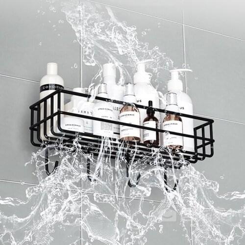 Multi-function Wall Mounted Bathroom Shelves Floating Shower Basket Shampoo Holder Seasoning Storage Rack Kitchen Accessories