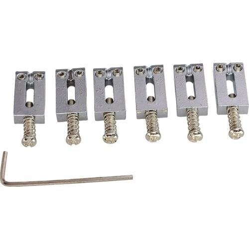 Musiclily Pro 10.8mm Stainless Steel Modern Guitar Tremolo Bridge Saddles for Strat Electric Guitar, Chrome (Set of 6)