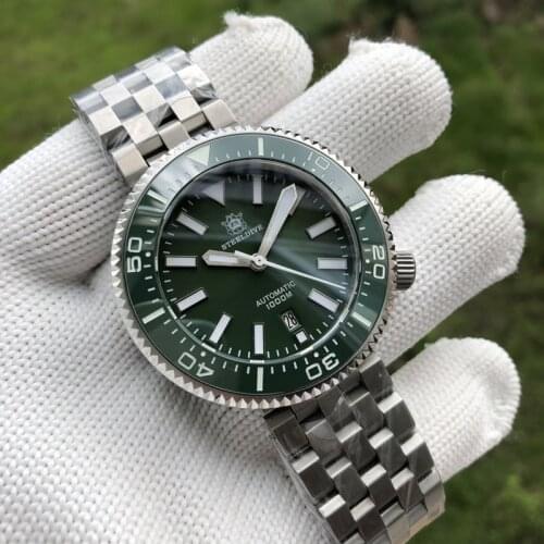 Dive watch men,STEELDIVE mens automatic watches 1000m waterproof tuna mechanical wristwatch C3 luminous ceramic bezel clock