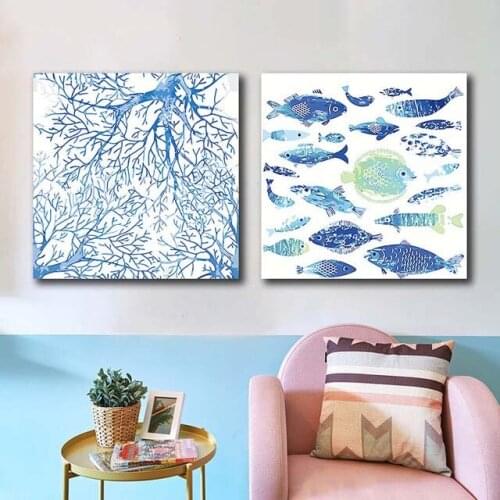 DIY colorings pictures by numbers with colors tre and fish picture drawing painting framed Home decor Two pieces