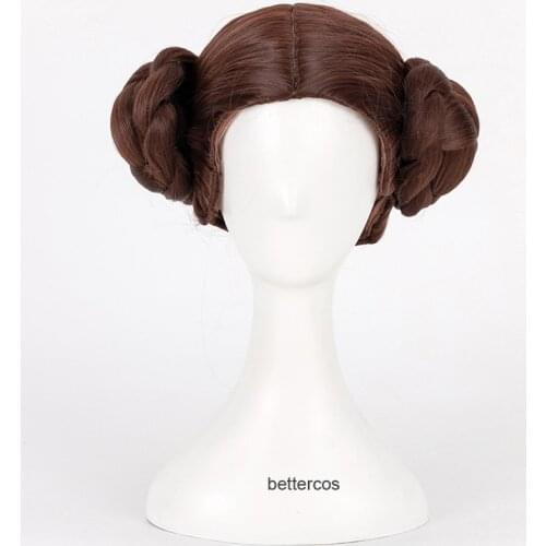 Princess Leia Organa Solo Cosplay Wig Short Brown Heat Resistant Synthetic Hair Wig + Wig Cap