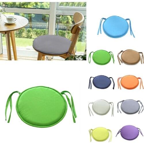 1PCS Chair Seat Pad Cushions Round Brief Solid Indoor Dining Garden Patio Home Office Kitchen Tie-on Dining Cushion Removable