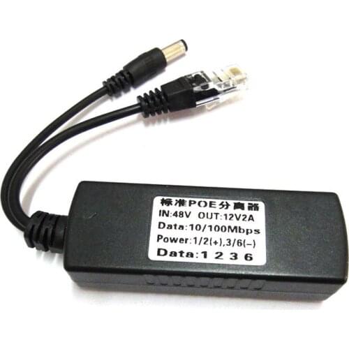 X2pcs POE Splitter IEEE 802.3AT Standard 12V 2A DC Output DC48V Input for CCTV IP camera Video Security System