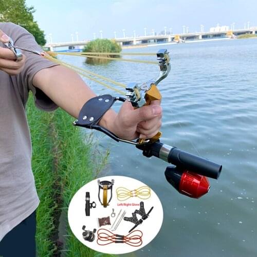 Fish Shooting Powerful Slingshot with Foldable Wrist Rest Outdoor Hunting All-metal Material Slingshots Heavy-duty Slingshot