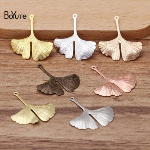 BoYuTe (50 Pieces/Lot) 26*29MM Metal Brass Stamping Ginkgo Leaf Pendant Charms Diy Hand Made Jewelry Accessories Wholesale