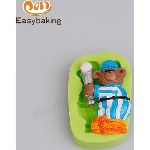 Cake Silicone Molds Teddy Bear Playing Baseball Baking Biscuit Chocolate Candy High Quality