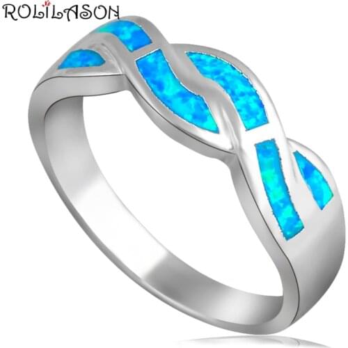 Special shape New design Blue Fire Opal stamp silver colorJewelry Rings for women USA #6#6.5#7#7.5#8.5#9 OR680