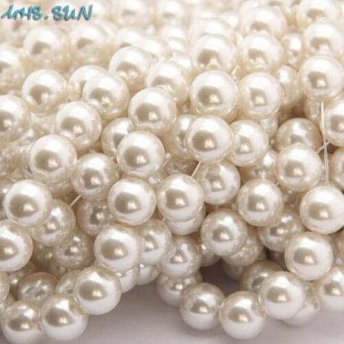 MHS.SUN Loose 3MM-16MM Ivory Glass Pearl Bead DIY Imitation Pearl Beads For Jewelry Making Round Spacer Pearl Clothing Decor