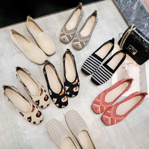 Womens flat shoes fashion casual walking shoes soft soled knitted lightweight comfortable shoes spring summer autumn winter