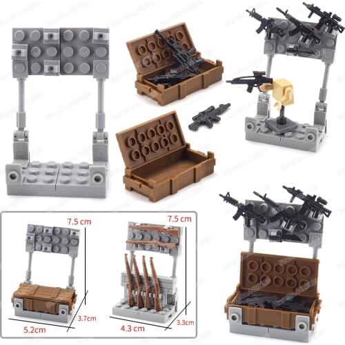 Military Weapons Box Shelf Building Block WW2 Figures Soldier Army Equipment Assemble Model Child Christmas Gift Boy Diy Toy