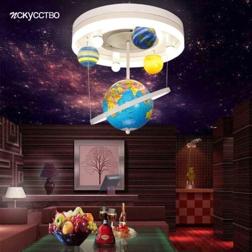 ChildrenS Bedroom Rotatable Globe Space Planet Chandeliers Modern Home Deco Kids Hallway Study Changeable Led Lighting Fixtures