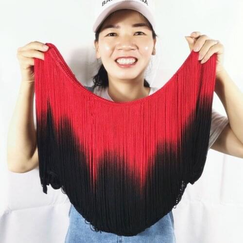 YACKALASI 5 YDS/Lot Rayon Fringe trimming 25cm-30 Red black Tassel Gradient fringe loop bottom lace color