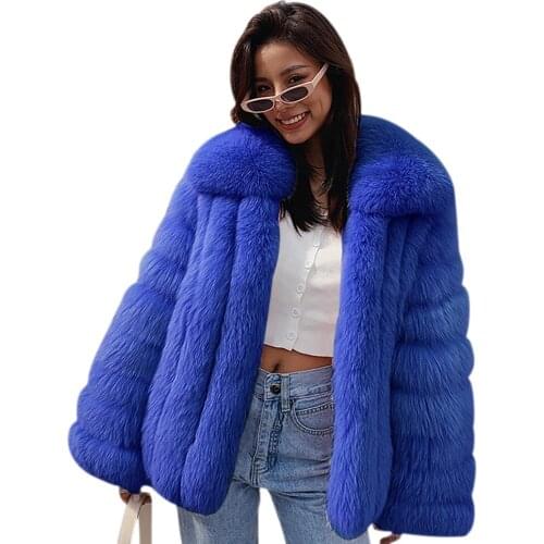 YINGJIAMEI Fur Coats With Collar
